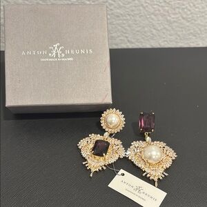 Gold and Purple Statement Earrings